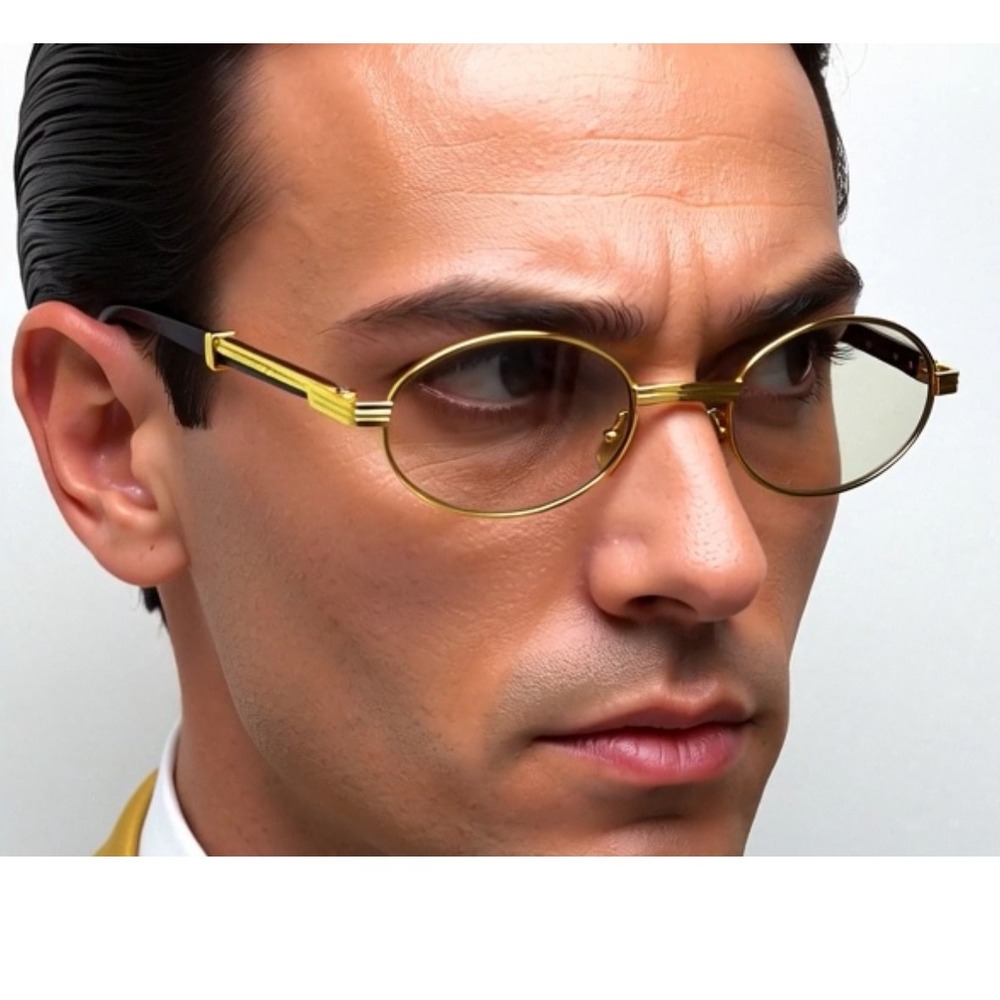 Retro Art Nouveau Vintage Style Small Oval Metal Frame Sunglasses Clear Cholo